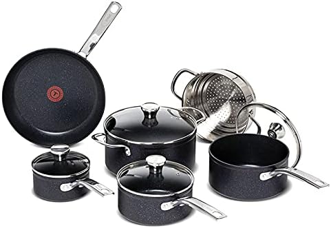 T-fal Sapphire 10pc Set (1qt/2qt/3qt saucepans, 5qt Dutch Oven, 28cm frypan, Universal Steamer)