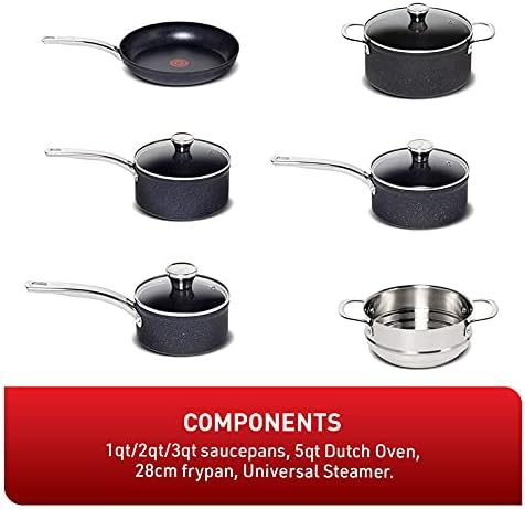 T-fal Sapphire 10pc Set (1qt/2qt/3qt saucepans, 5qt Dutch Oven, 28cm frypan, Universal Steamer)