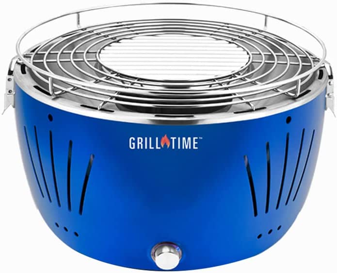 Grill Time Tailgater GT Portable Charcoal Grill Lightweight Compact Small BBQ Accessories (12.5 Inch, Blue)