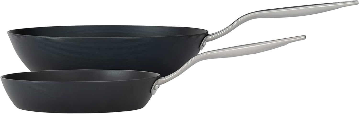 Lagostina Blue Carbon Steel, 24 Cm Skillet And 30 Cm Wok, High Heat Resistance, Multi-Hob Including Induction, Oven Safe, Medium