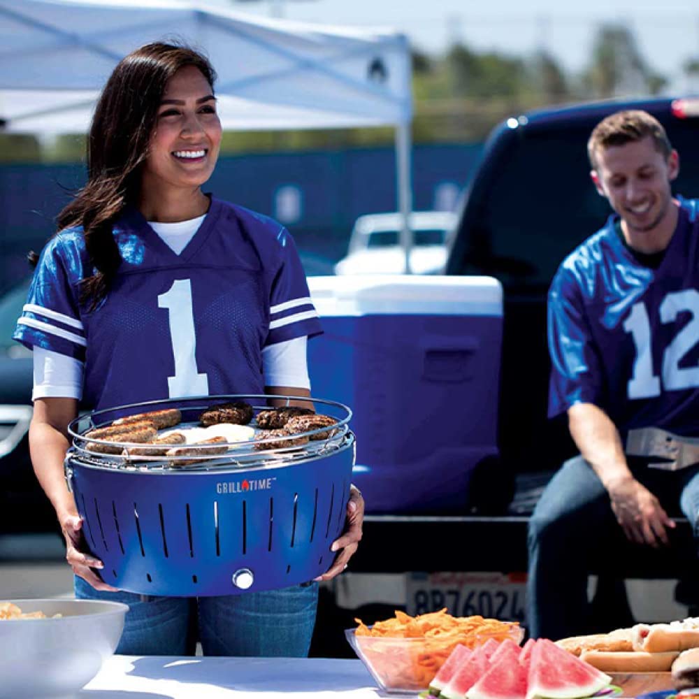 Grill Time Tailgater GT Portable Charcoal Grill Lightweight Compact Small BBQ Accessories (12.5 Inch, Blue)