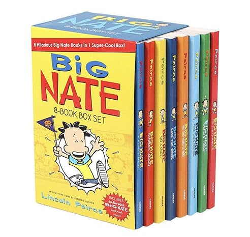 Big Nate Lincoln Peirce Series 8 Books Box Gift Set Includes Mr Popularity,Genius Mode, Here Goes Nothing,What Could Possibly go Wrong, Goes for Broke,On a Roll, Strikes Again,In a Class by Himself Paperback