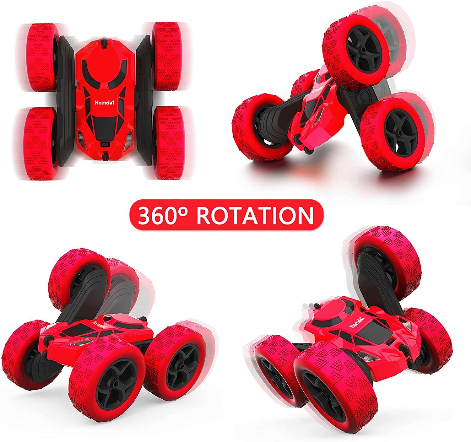 Hamdol Remote Control Car Double Sided 360°Rotating 4WD RC Cars with Headlights 2.4GHz Electric Race Stunt Toy Car Rechargeable Toy Cars for Boys Girls Birthday