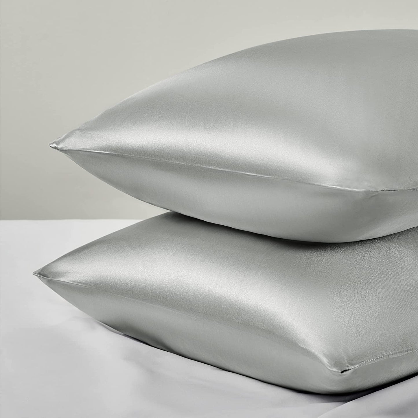 Bedsure Satin Pillow Case Queen Size 2 Pack- Grey