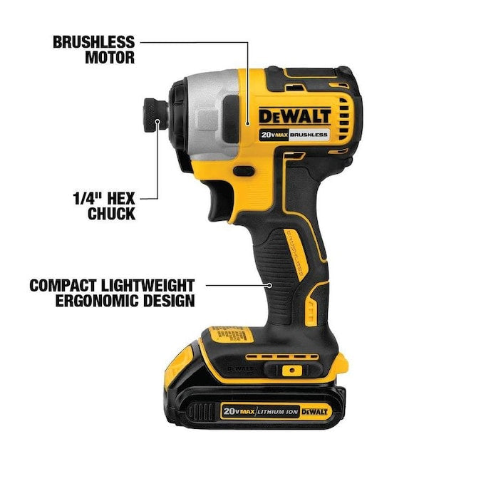 DEWALT DCF787C1 20V MAX Brushless Cordless Impact Driver Kit, 1/4-in
