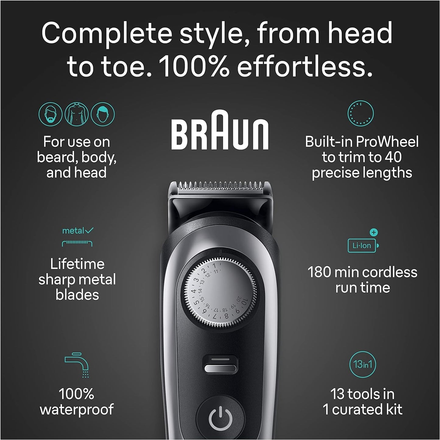 Braun All-In-One Style Kit Series 9 9440, 13-in-1 Trimmer for Men with Beard Trimmer