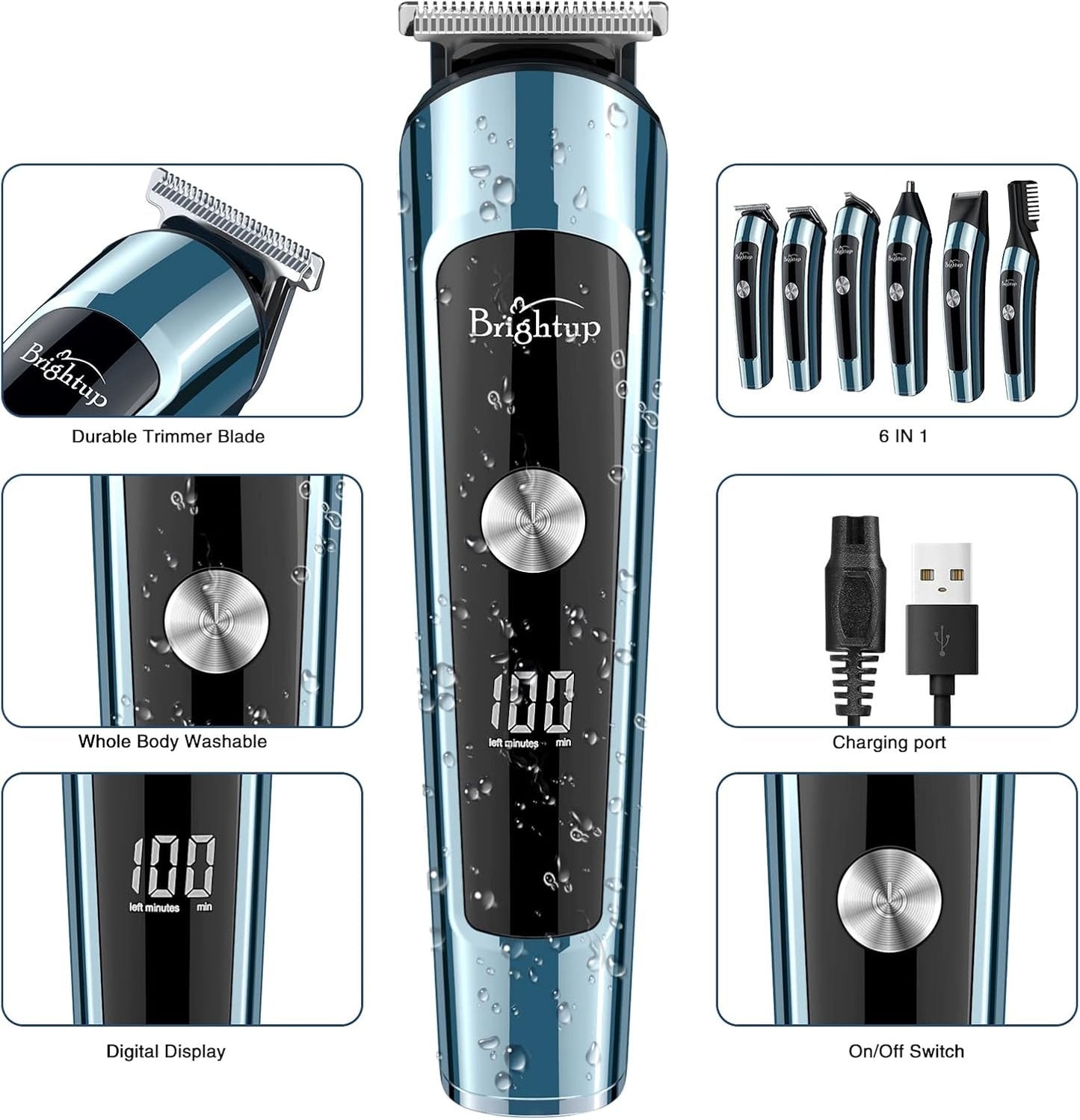 Brightup Beard Trimmer, Electric Razor Hair Trimmer for Men