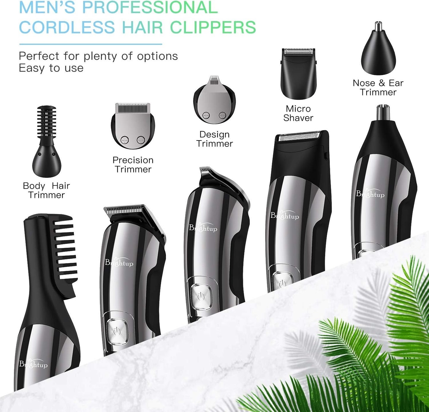 Brightup Beard Trimmer for Men - Electric Razor & Shaver, Cordless Hair Clippers Trimmers Set