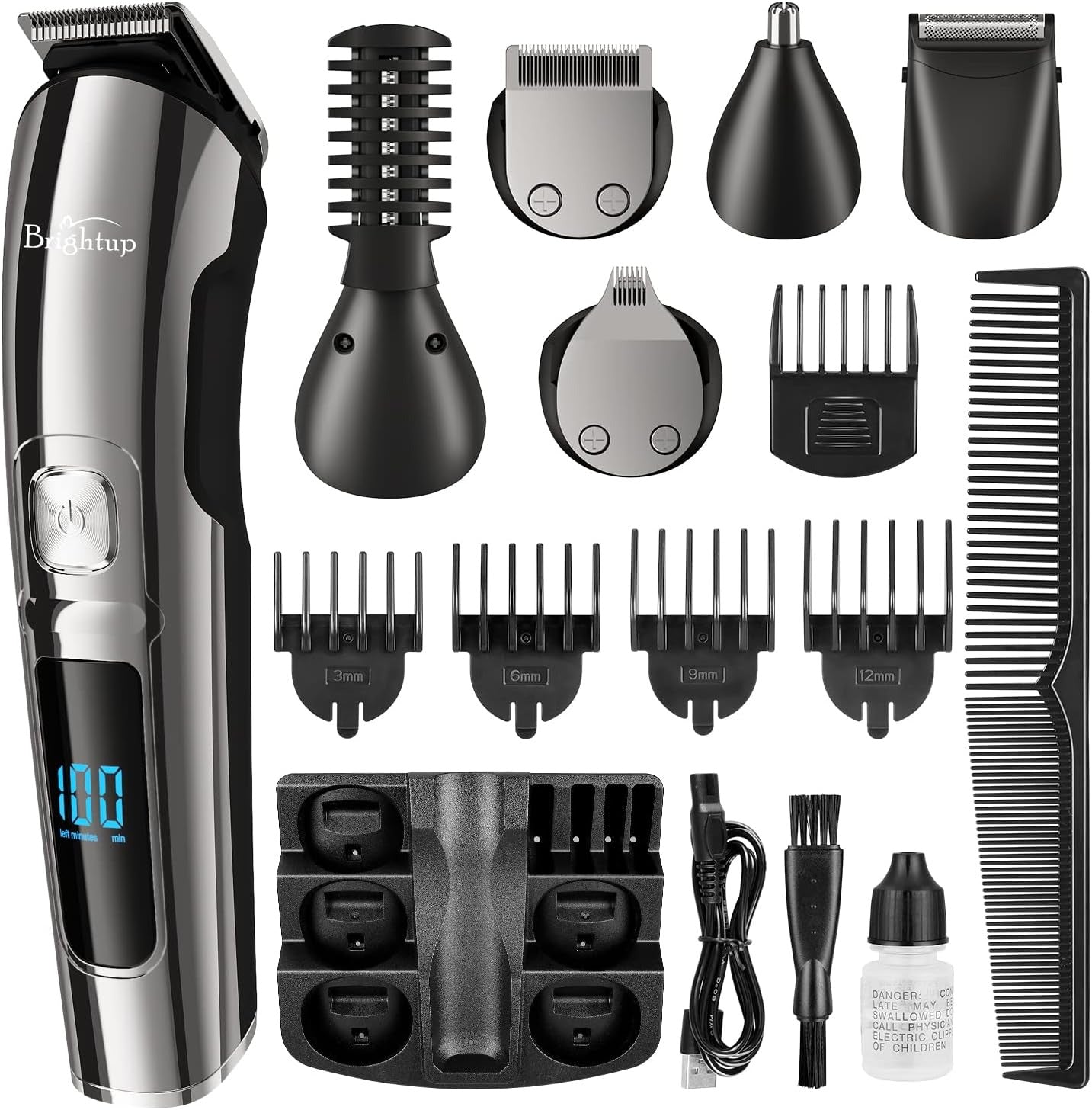Brightup Beard Trimmer for Men - Electric Razor & Shaver, Cordless Hair Clippers Trimmers Set
