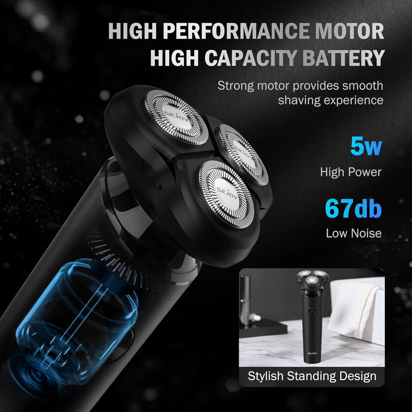 Electric Shaver Razor for Men Face,3D Rechargeable Rotary Shaver