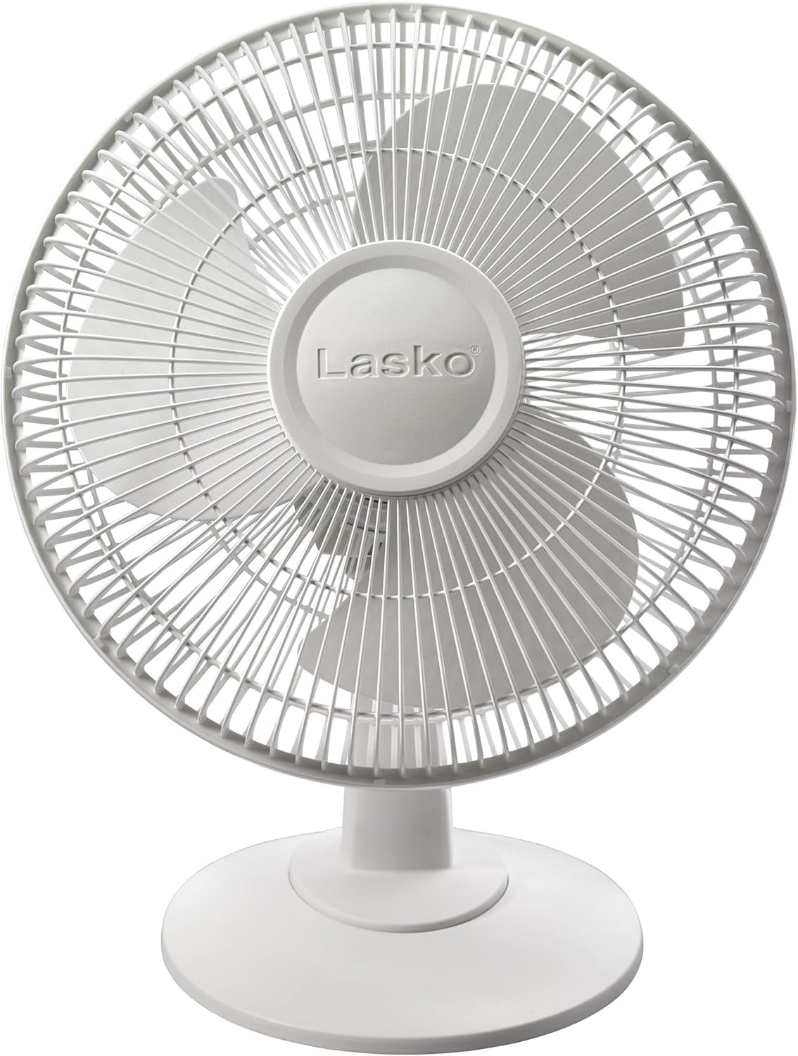Lasko Tilt-Head Portable Oscillating Table/Desk Fan, 3-Speed, White, 12-in