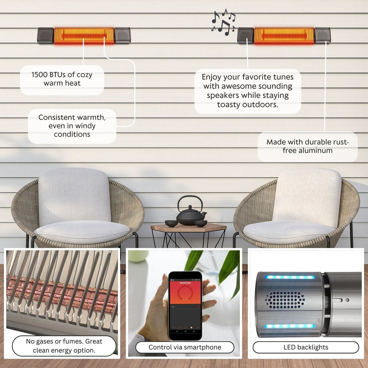 Paramount Smart Electric Heater with Bluetooth Speakers, Gunmetal Grey