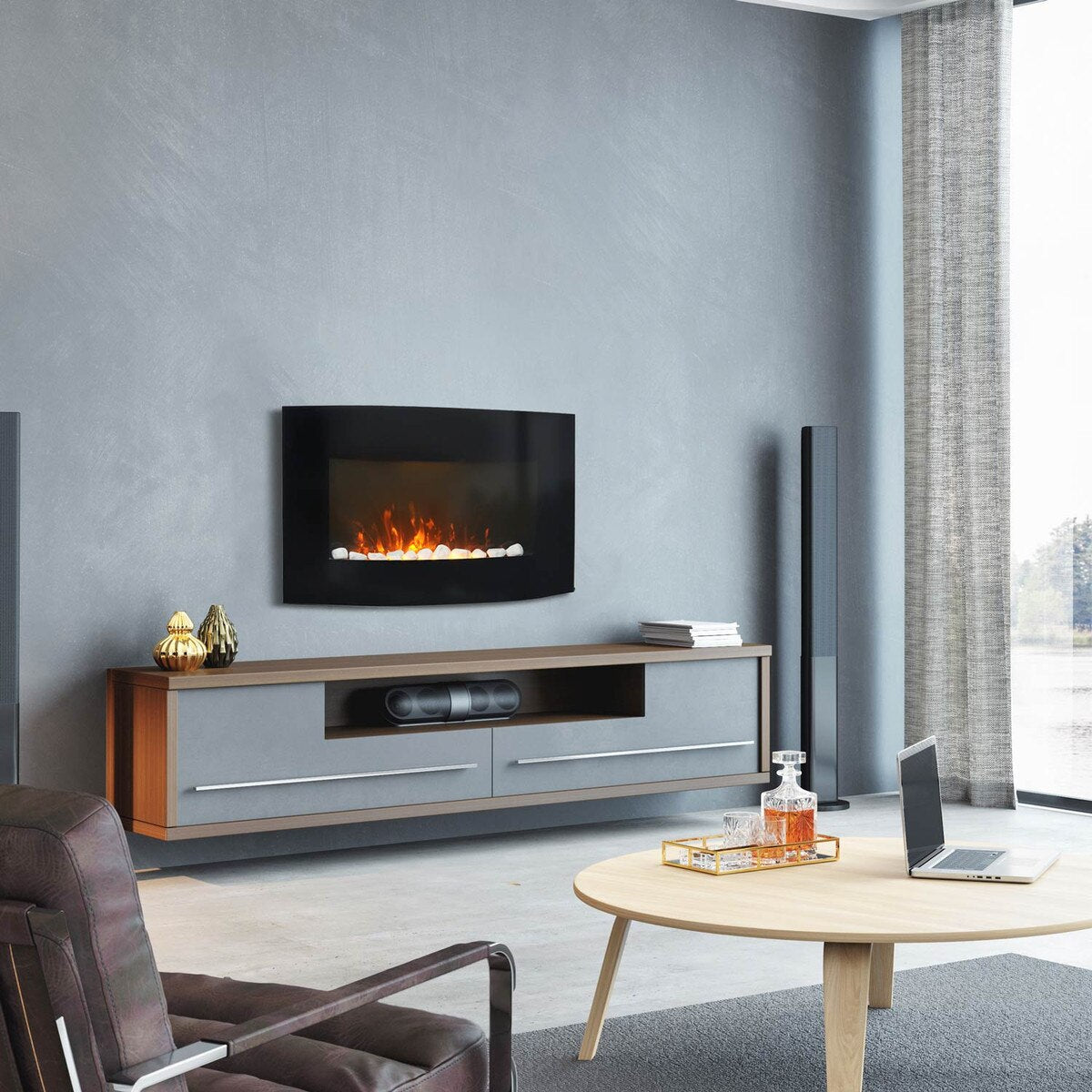 Paramount Stirling Curved Fireplace, 36IN