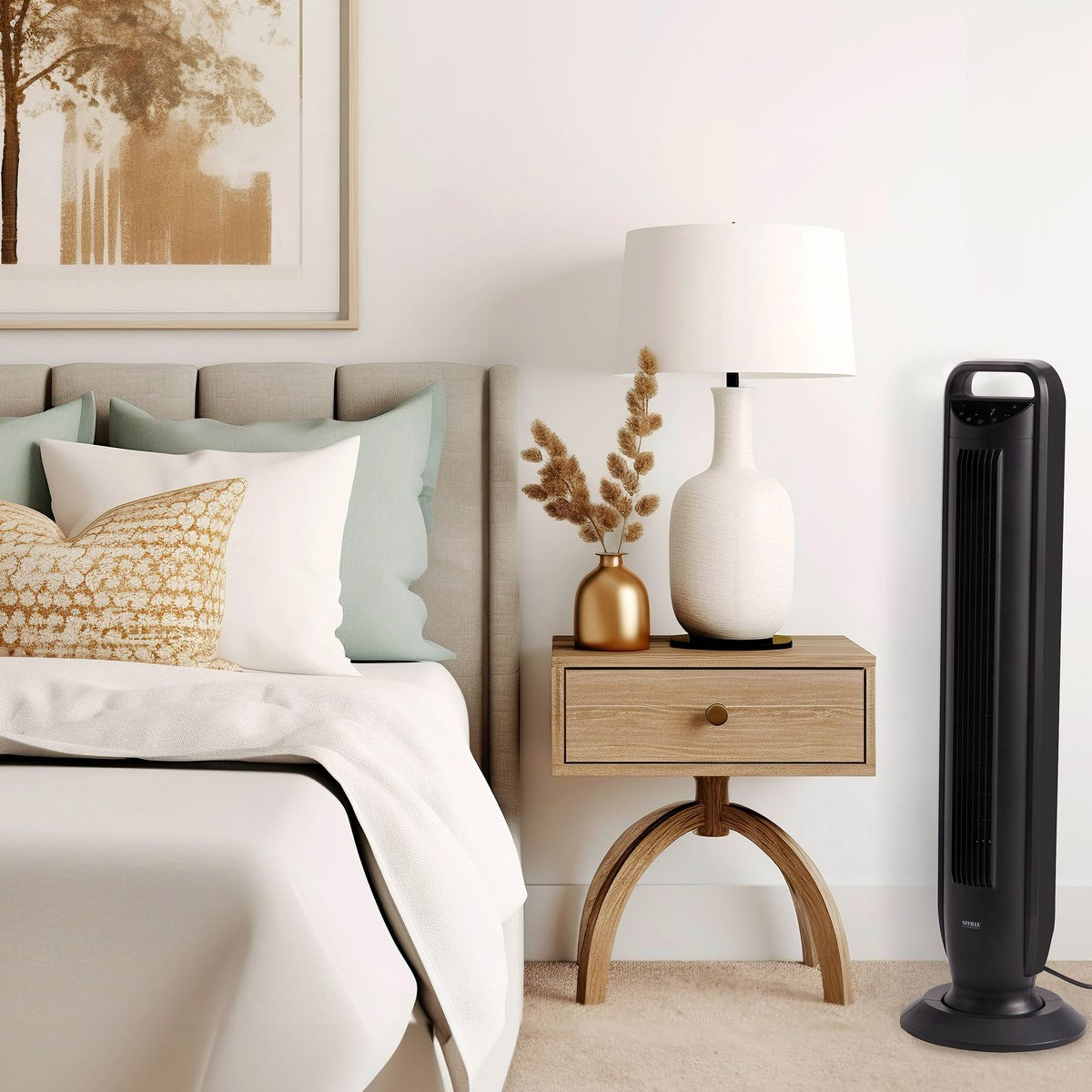 Seville Classics Oscillating Tower Fan with Touch Control and Temperature Sensor