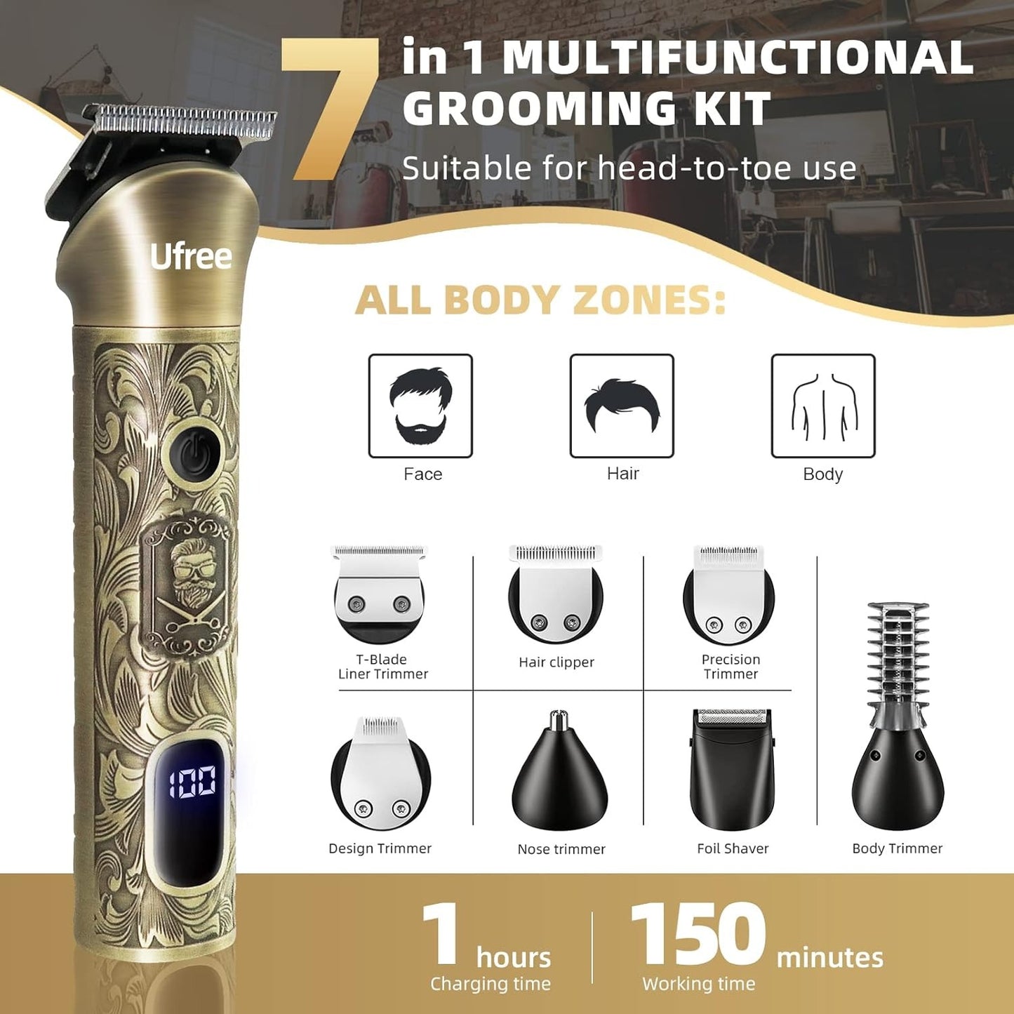 Ufree Beard Trimmer for Men, Electric Razor Shavers for Men