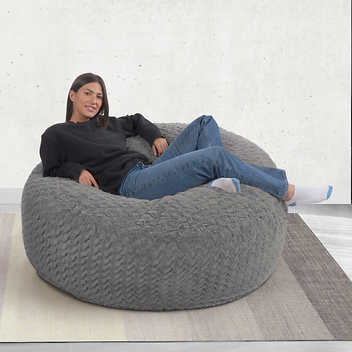 Wave Jumbo Contemporary Lounger, Grey
