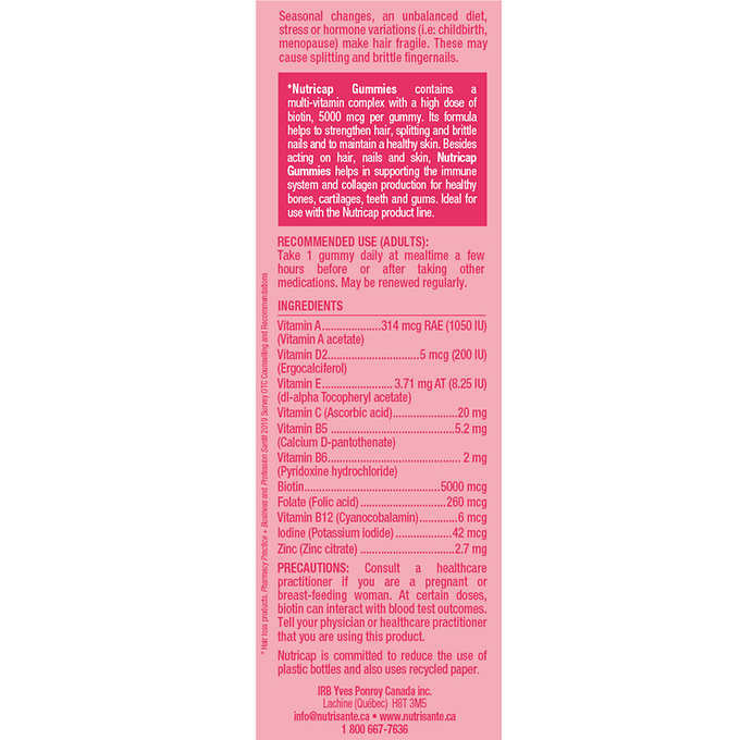 Nutrisanté Nutricap Hair, Nails, and Skin, 90 gummies, 2-pack