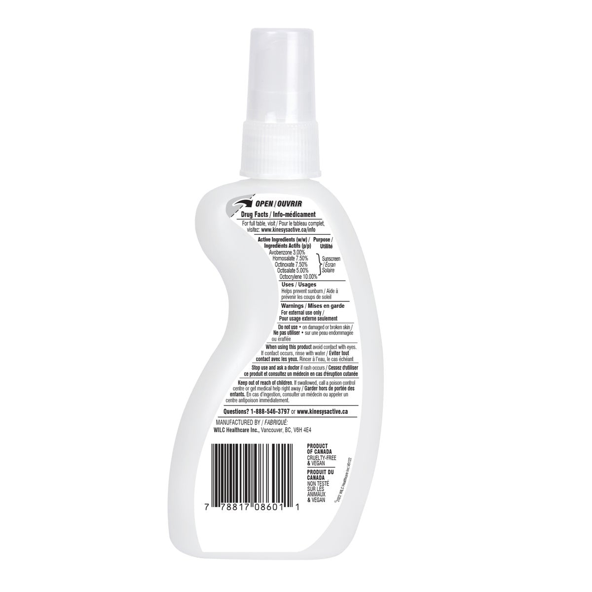KINeSYS Fragrance-free Sunscreen Spray SPF 50, 4 x 150 mL