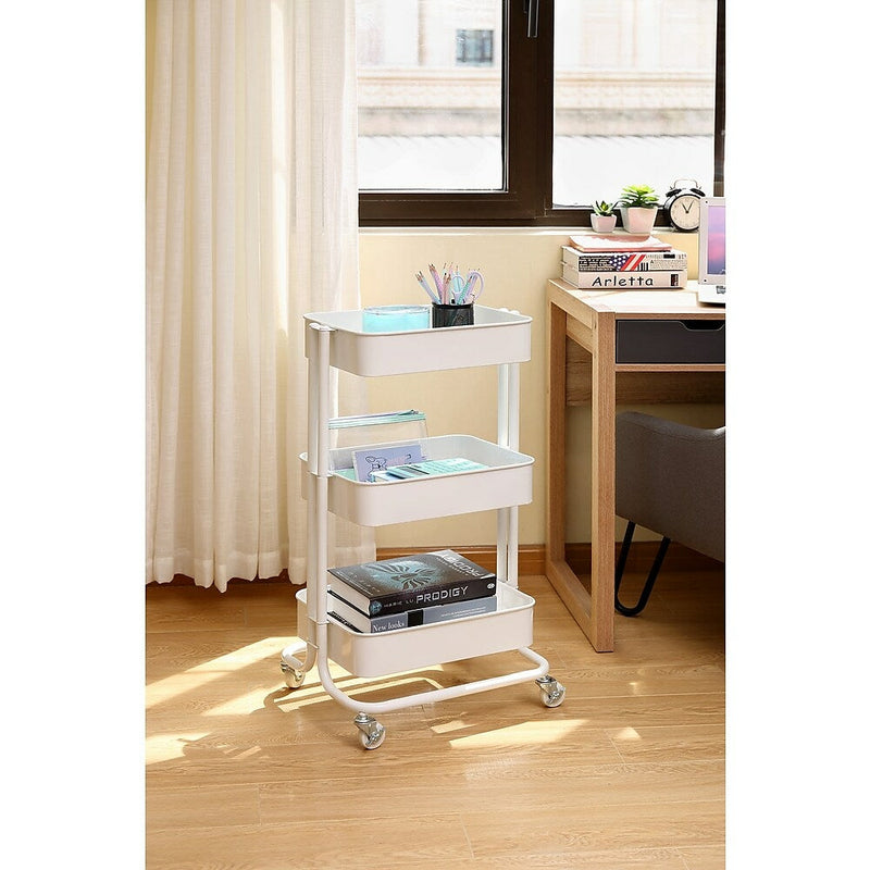 Simply 3 Tier Rolling Cart - White