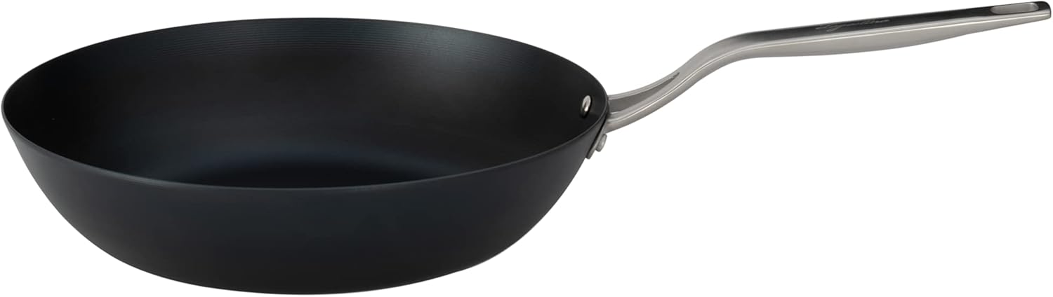 Lagostina Blue Carbon Steel, 24 Cm Skillet And 30 Cm Wok, High Heat Resistance, Multi-Hob Including Induction, Oven Safe, Medium