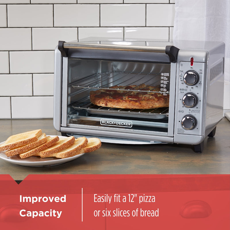 BLACK+DECKER TO3000G 6-Slice Convection Countertop Toaster Oven - Silver