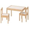 Children's table and 2 chairs, white/pine