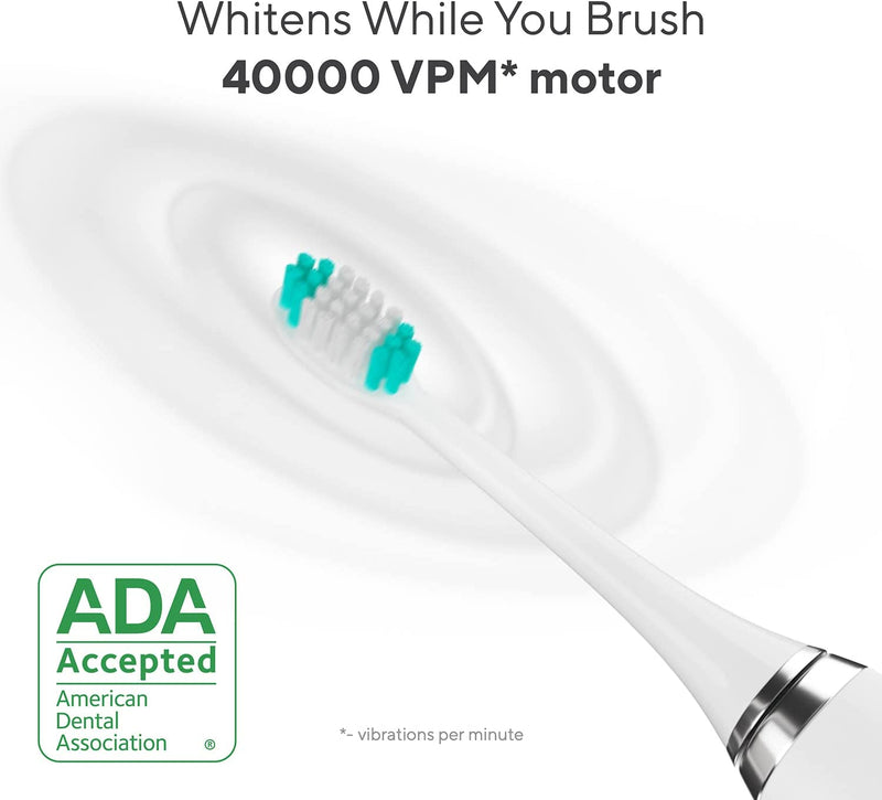 AquaSonic Vibe Series Ultra Whitening Toothbrush – ADA Accepted Power Toothbrush - 8 Brush Heads & Travel Case  40,000 VPM Motor & Wireless Charging  4 Modes w Smart Timer  Optic White