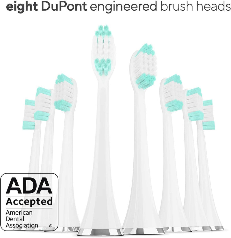 AquaSonic Vibe Series Ultra Whitening Toothbrush – ADA Accepted Power Toothbrush - 8 Brush Heads & Travel Case  40,000 VPM Motor & Wireless Charging  4 Modes w Smart Timer  Optic White