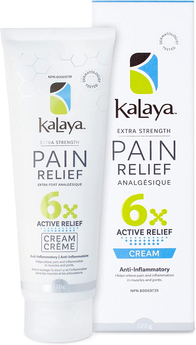 KaLaya 6X Extra Strength Pain Relief Cream for Arthritis, Joints, Muscle, Back, Neck, Shoulder, Hand and Knee Pain with 6 Natural Active, Pain Blocking & Anti inflammatory Ingredients (120g)