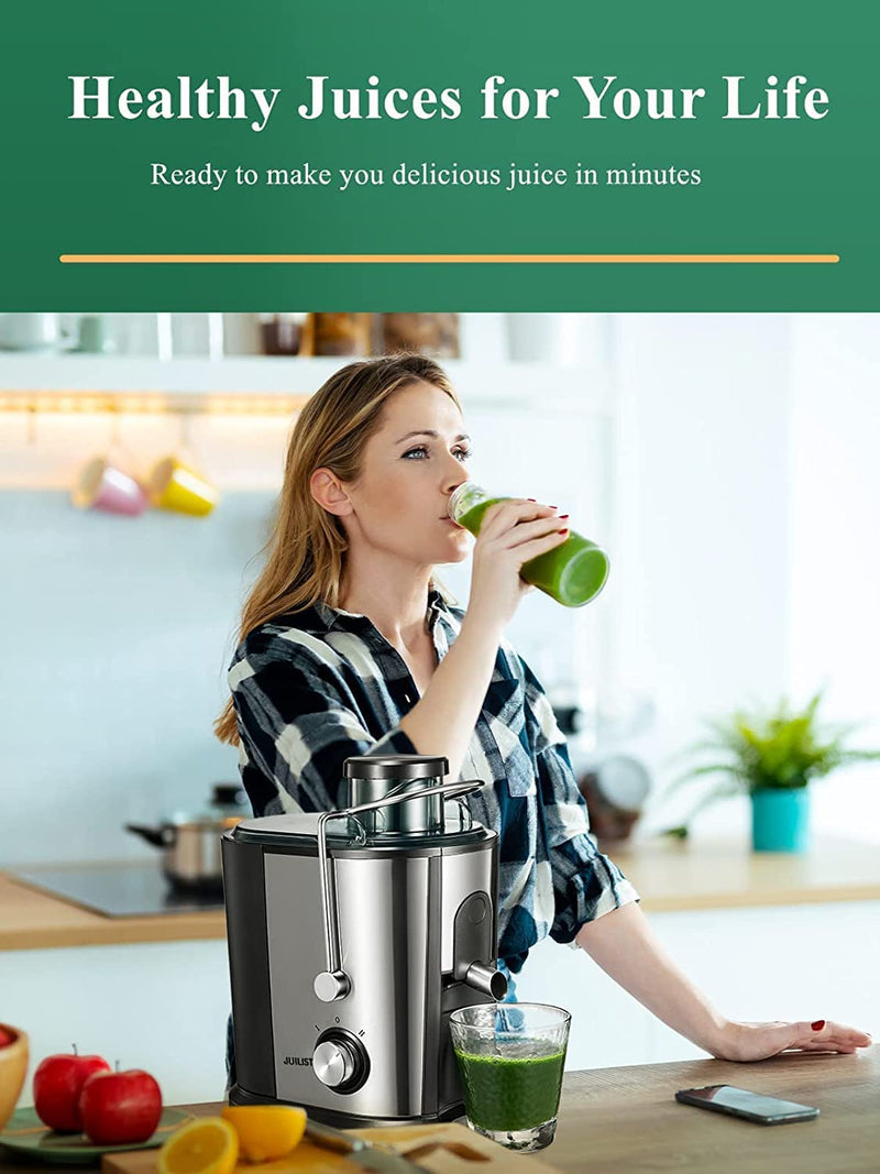 JUILIST Juicer Machine, Centrifugal Juicer with Fast Juicing Technology and Dual Speed Setting, Juicer Extractor with 3” Large Feed Chute and Anti-drip Function, Easy to Clean