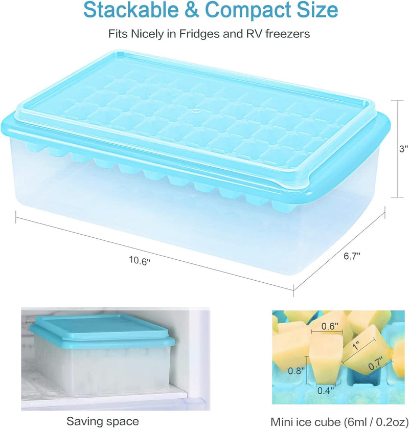 ARTLEO Ice Cube Tray with Lid and Storage Bin for Freezer, Easy Release 55 Mini Nugget Ice Tray with Container Scooper, Flexible Plastic Ice Mold & Bucket, Only Sold by ARTLEO and OMIDI Store