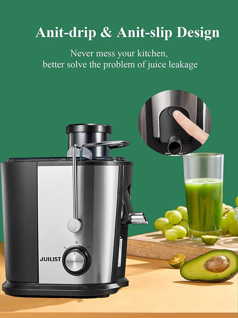 JUILIST Juicer Machine, Centrifugal Juicer with Fast Juicing Technology and Dual Speed Setting, Juicer Extractor with 3” Large Feed Chute and Anti-drip Function, Easy to Clean