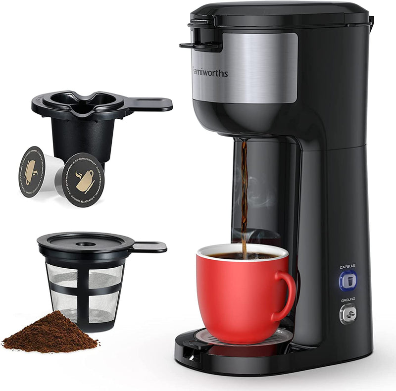 Famiworths Single Serve Coffee Maker for K Cup and Ground Coffee, 6 to 14 Oz