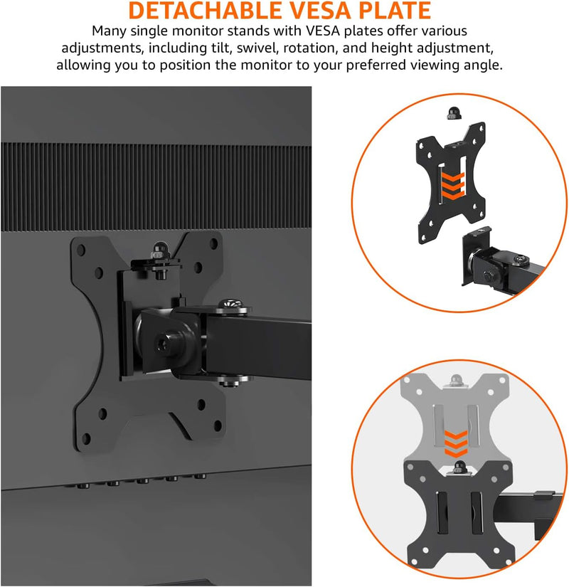 FlexMount Solo Monitor Arm – Adjustable Desk Stand, Steel