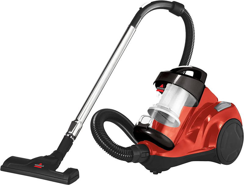 Bissell Canister Vacuum Cleaner - Zing Bagless Lightweight Compact Straight Suction - Hard Floor and Low-Pile Carpet | 21565 , Red