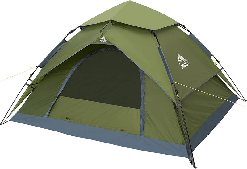 AGLORY 4 Person Instant Camping Tent,Easy Pop Up Waterproof Family Tents with Rainfly for Camp and Outdoor