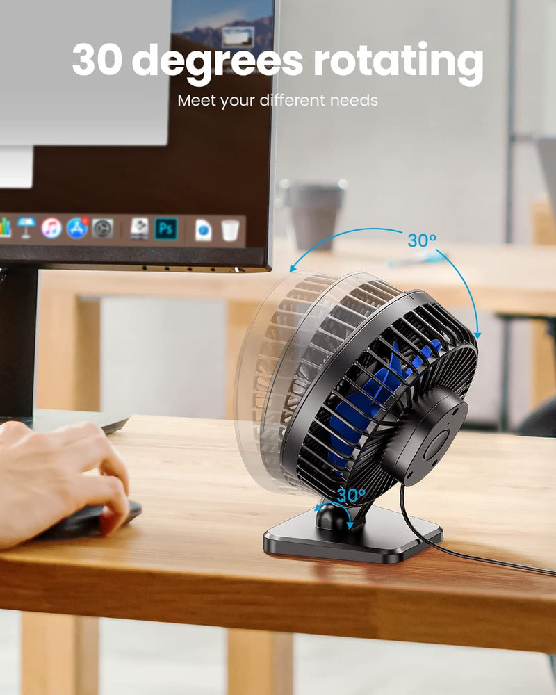 Gaiatop USB Desk Fan, Small But Powerful, Portable Quiet 3 Speeds Wind Desktop Personal Fan