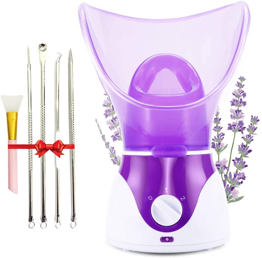Facial Steamer, Professional Spa Home Face Steamer Sauna Pores Cleanse-BPA Free - 4 Piece Stainless Steel Skin Kit