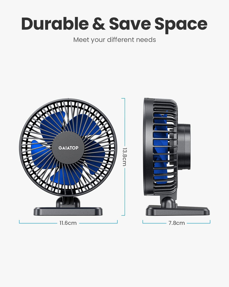 Gaiatop USB Desk Fan, Small But Powerful, Portable Quiet 3 Speeds Wind Desktop Personal Fan