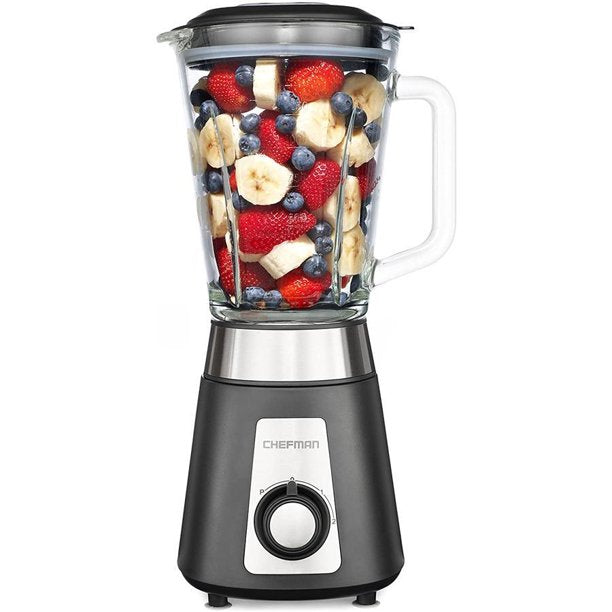 Chefman Two Speed Blender with Glass Jar, 500 Watts, Stainless Steel