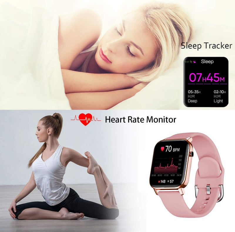 IFOLO 1.4" Touch Screen, Activity Fitness Tracker Heart Rate Sleep Monitor,5ATM Waterproof Pedometer Smartwatch Step Counter for Women Men and Kids (Pink)