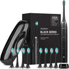 AquaSonic Black Series Ultra Whitening Toothbrush – ADA Accepted Rechargeable Toothbrush - 8 Brush Heads & Travel Case - Ultra Sonic Motor & Wireless Charging - 4 Modes w Smart Timer - Sonic Electric