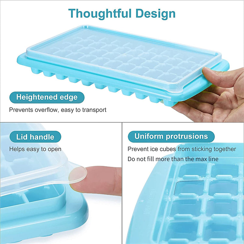 ARTLEO Ice Cube Tray with Lid and Storage Bin for Freezer, Easy Release 55 Mini Nugget Ice Tray with Container Scooper, Flexible Plastic Ice Mold & Bucket, Only Sold by ARTLEO and OMIDI Store