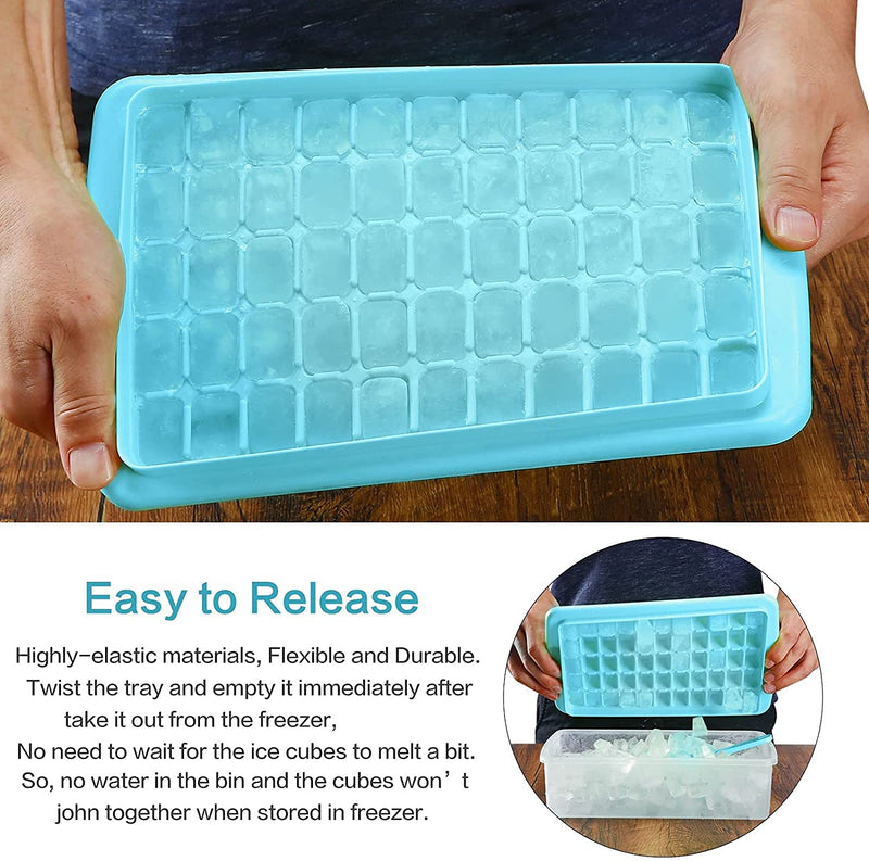 ARTLEO Ice Cube Tray with Lid and Storage Bin for Freezer, Easy Release 55 Mini Nugget Ice Tray with Container Scooper, Flexible Plastic Ice Mold & Bucket, Only Sold by ARTLEO and OMIDI Store