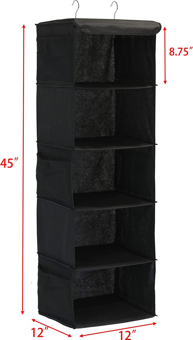 SimpleHouseware 5 Shelves Hanging Closet Organizer, Black