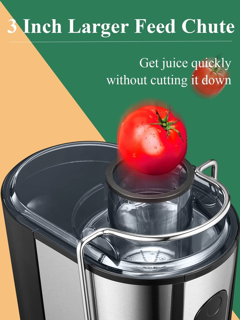 JUILIST Juicer Machine, Centrifugal Juicer with Fast Juicing Technology and Dual Speed Setting, Juicer Extractor with 3” Large Feed Chute and Anti-drip Function, Easy to Clean