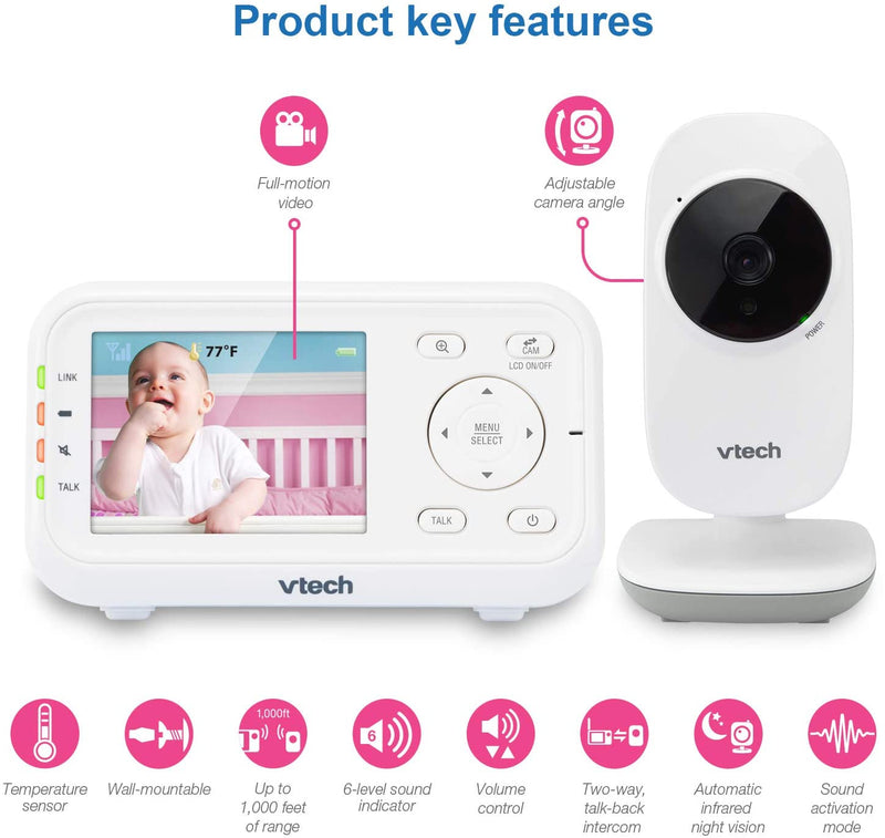 VTech VM3252 Digital Audio/Video Baby Monitor with Temperature Sensor 1 Count