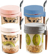 EthCat 4 Pack Overnight Oats Containers with Lids and Spoons, Overnight Oats Jars, 12 oz Mason Jars with Lid for Overnight Oats Milk, Cereal, Fruit