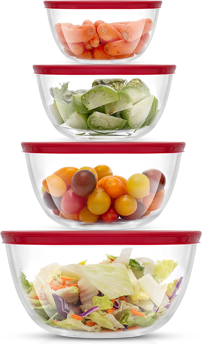 JoyJolt Kitchen Mixing Bowls. 8pc Glass Bowls with Lids Set