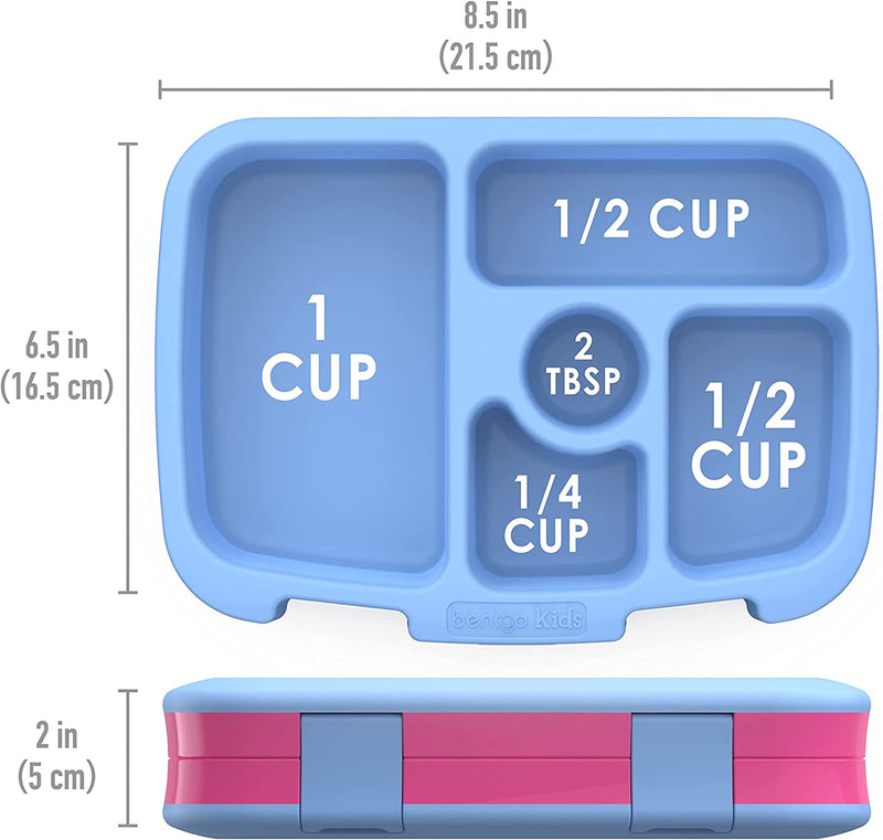 Bentgo Kids Prints Leak-Proof, 5-Compartment Bento-Style Kids Lunch Box - Ideal Portion Sizes for Ages 3 to 7 - BPA-Free, Dishwasher Safe, Food-Safe Materials (Rainbows and Butterflies)